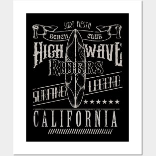 vintage California surf riders typography Posters and Art
